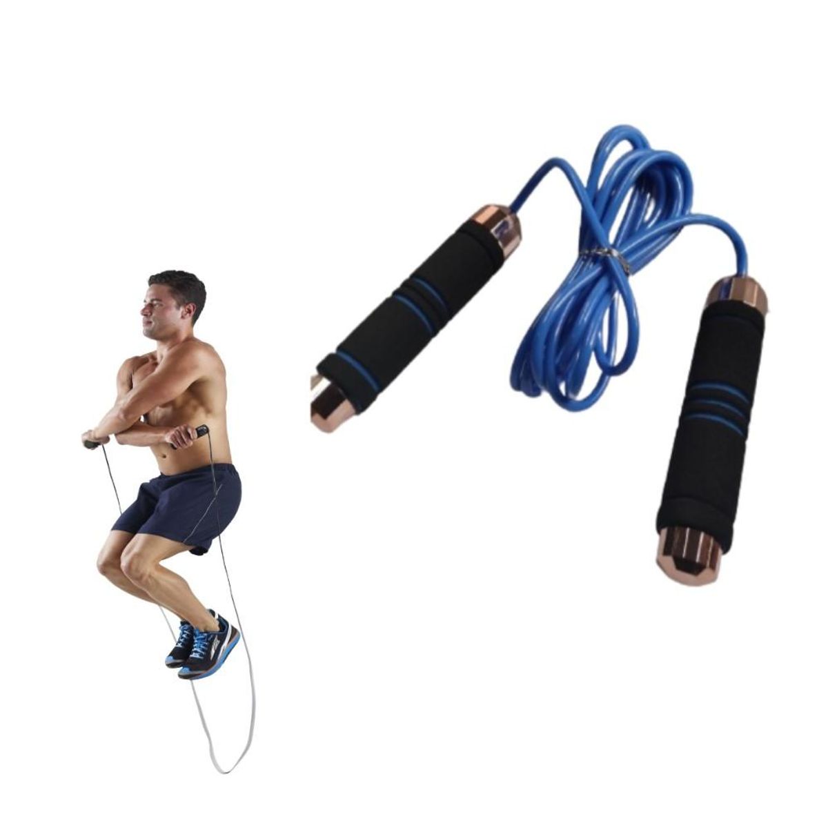 GENERICO - Cuerda PVC mango espuma antideslizante Azul