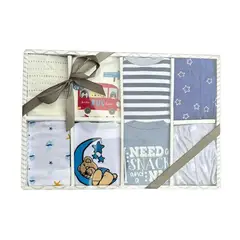 KIVARA - Set Bebe Ajuar Recien Nacido en Caja Regalo 8 Piezas Niño