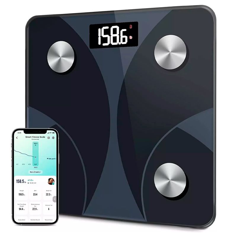 IRM - Balanza Bluethooth Digital De Baño Hasta 180 Kg Color Negro