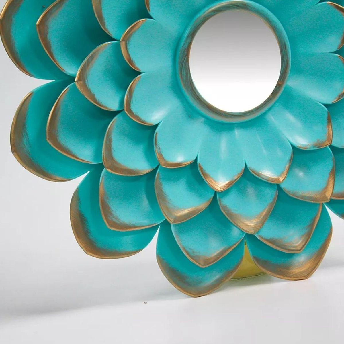 GENERICO - Set de 3 Espejos Flor Azul Borde Dorado para Pared