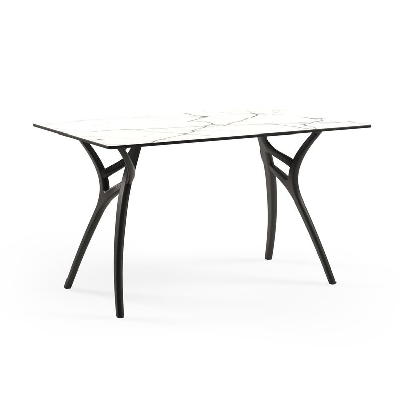 ROCA NEGRA - Mesa rectangular IVY L 140X80 marmol Blanco pata negra