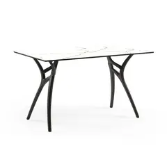 ROCA NEGRA - Mesa rectangular IVY L 140X80 marmol Blanco pata negra
