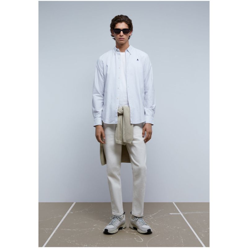 SCALPERS - Camisa Oxford Calavera Contraste Grey Stripes