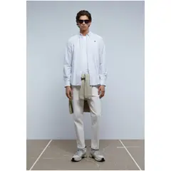 SCALPERS - Camisa Oxford Calavera Contraste Grey Stripes
