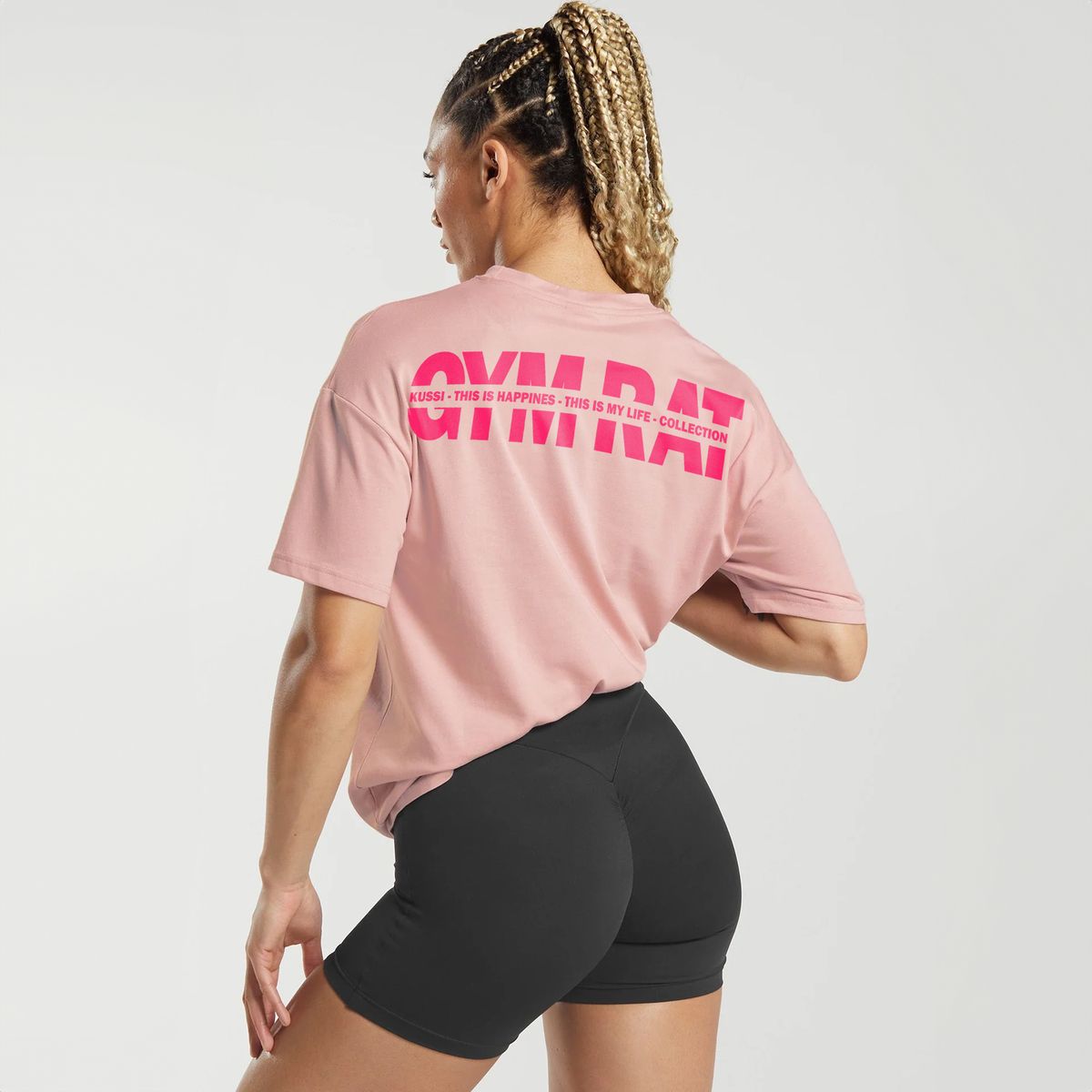 KUSSI COLLECTION - Polera basic mujer Gym Rat  Edicion Limitada Pink_.