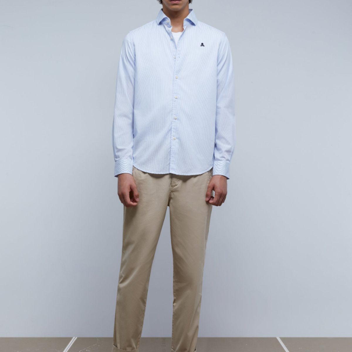 SCALPERS - Camisa Vestir Calavera Contraste Navy Stripes