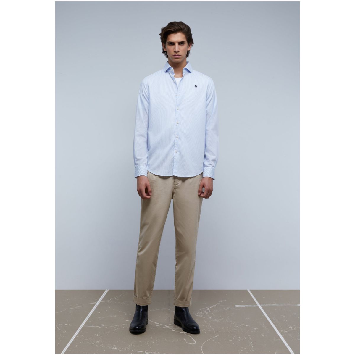 SCALPERS - Camisa Vestir Calavera Contraste Navy Stripes