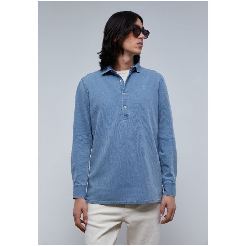 SCALPERS - Camisa Polera Denim Denim Structure