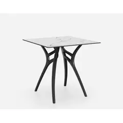 ROCA NEGRA - Mesa IVY 77x77 Marmol blanco pata Negra