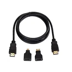 GENERICO - Cable Hdtv 3 En 1, Con Adaptadores Mini Hd Y Micro Hd