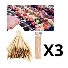 GENERICO - Pack 3 Paquetes De Palos Brochetas De Bambu Anticuchos 4x35Cm 40Pcs