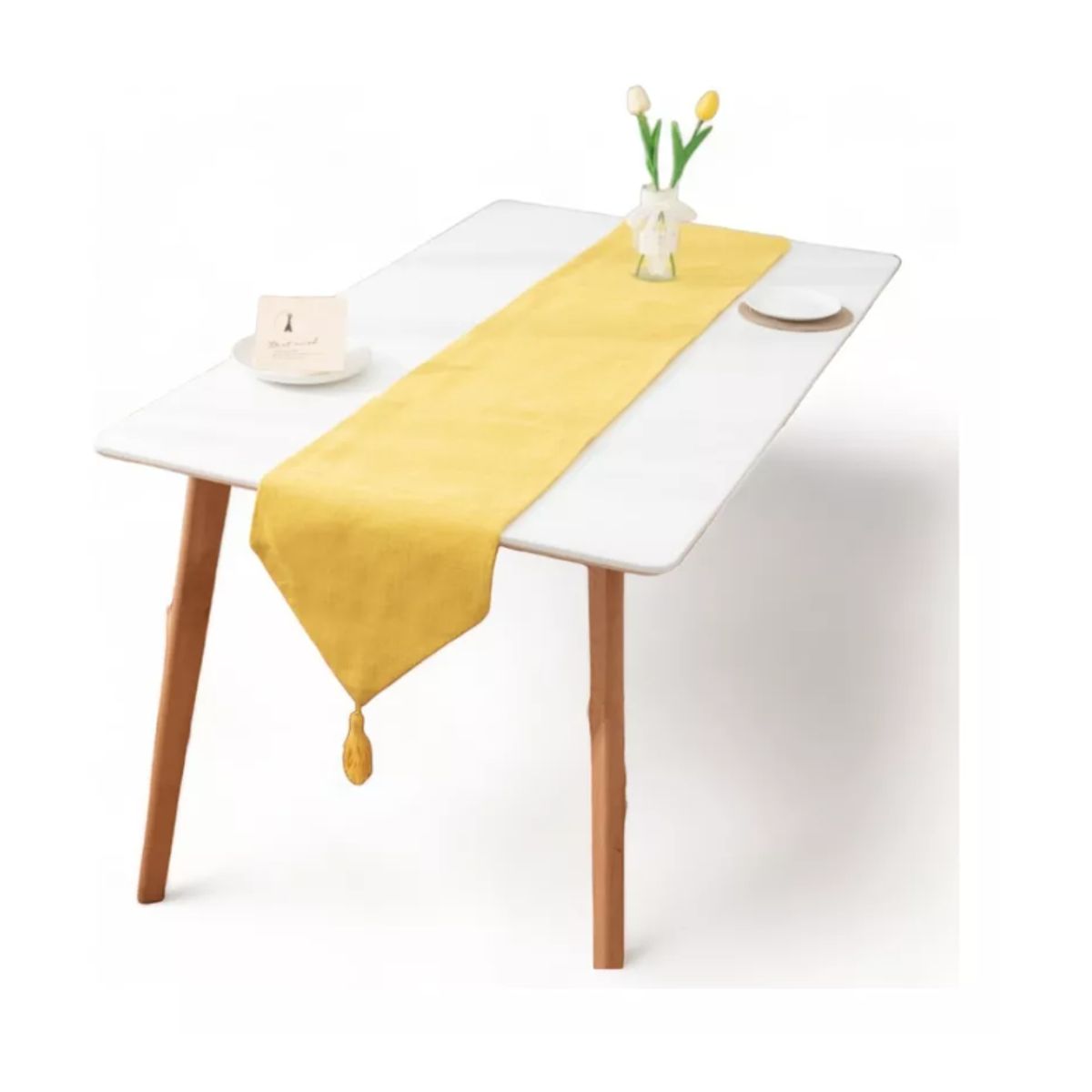 GENERICO - Camino De Mesa En Lino Con Borla Medida 33x180cm Comedor
