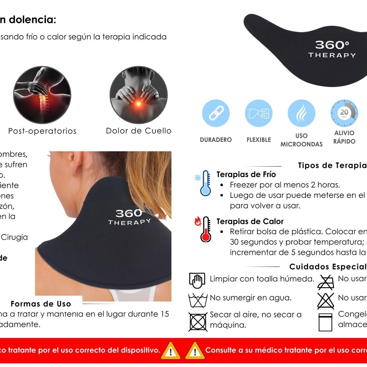 360 THERAPY - Compresa De Gel Sólido para Alivio Cervical y Cuello - 360º THERAPY®