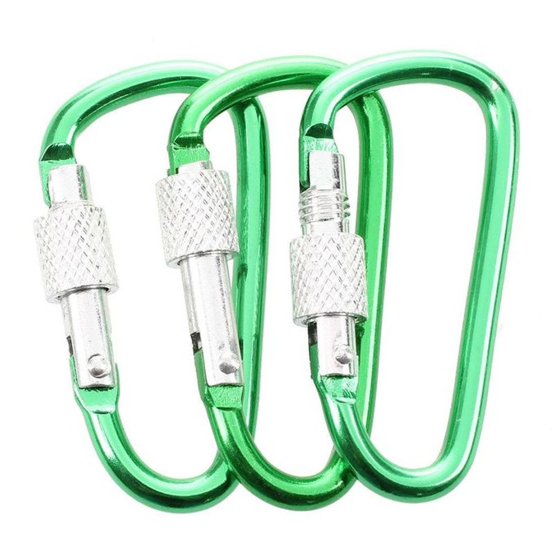 GENERICO - Pack 6 llavero Mosqueton Táctico Aluminio seguro  C/Surtidos 75mm