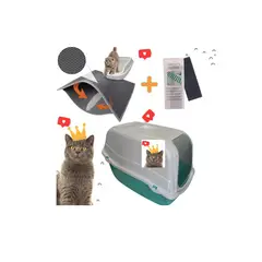 GENERICO - Baño Sanitario Romeo + Alfombra Atrapa Arena Gatos + Filtro