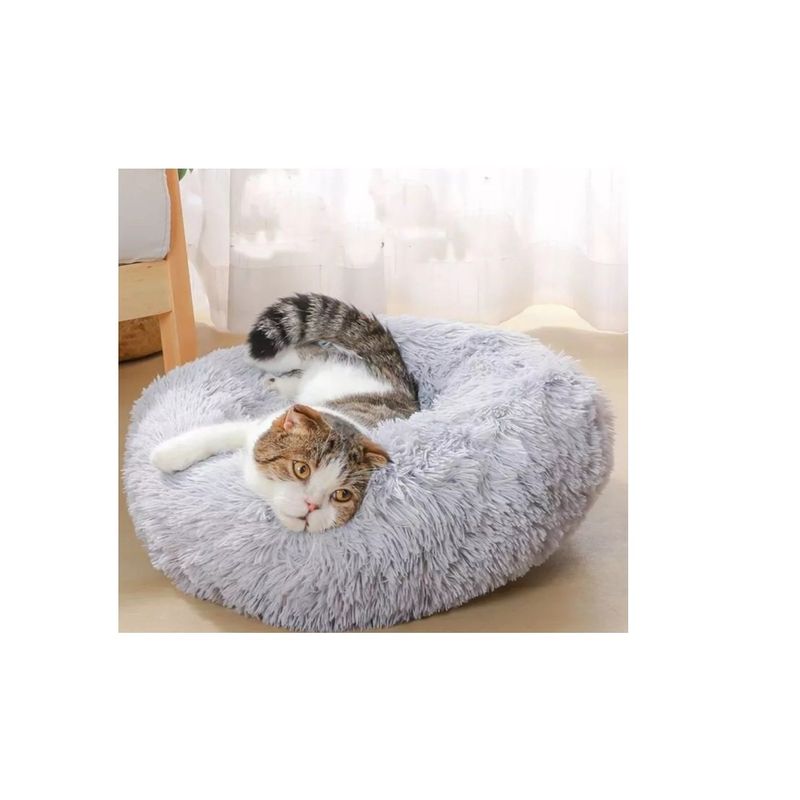 GENERICO - Cama De Felpa Antiestrés Para Gatos 60cm Gris