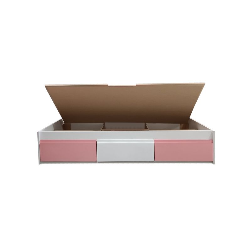 DECORACION CREATIVA - Cama Infantil 1,5 Plaza 3 Cajones (Rosado - Blanco - Rosado)