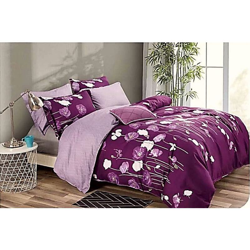 GENERICO - CUBRECAMA QUILT DE VERANO DELGADO 1.5 PLAZA VIOLETA FLORES DIANA