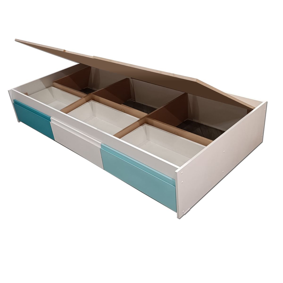 DECORACION CREATIVA - Cama Infantil  1 Plaza 3 Cajones (Calipso - Blanco - Celeste)