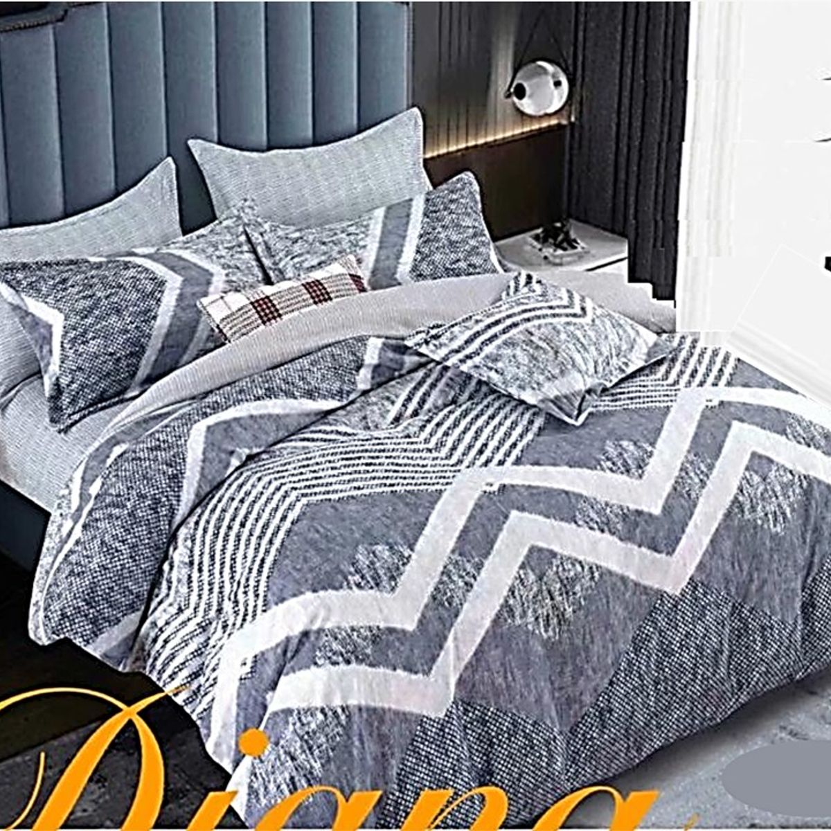 GENERICO - CUBRECAMA DE VERANO DELGADO QUILT 1.5 PLAZA GRIS LINEA ZIGZAG DIANA
