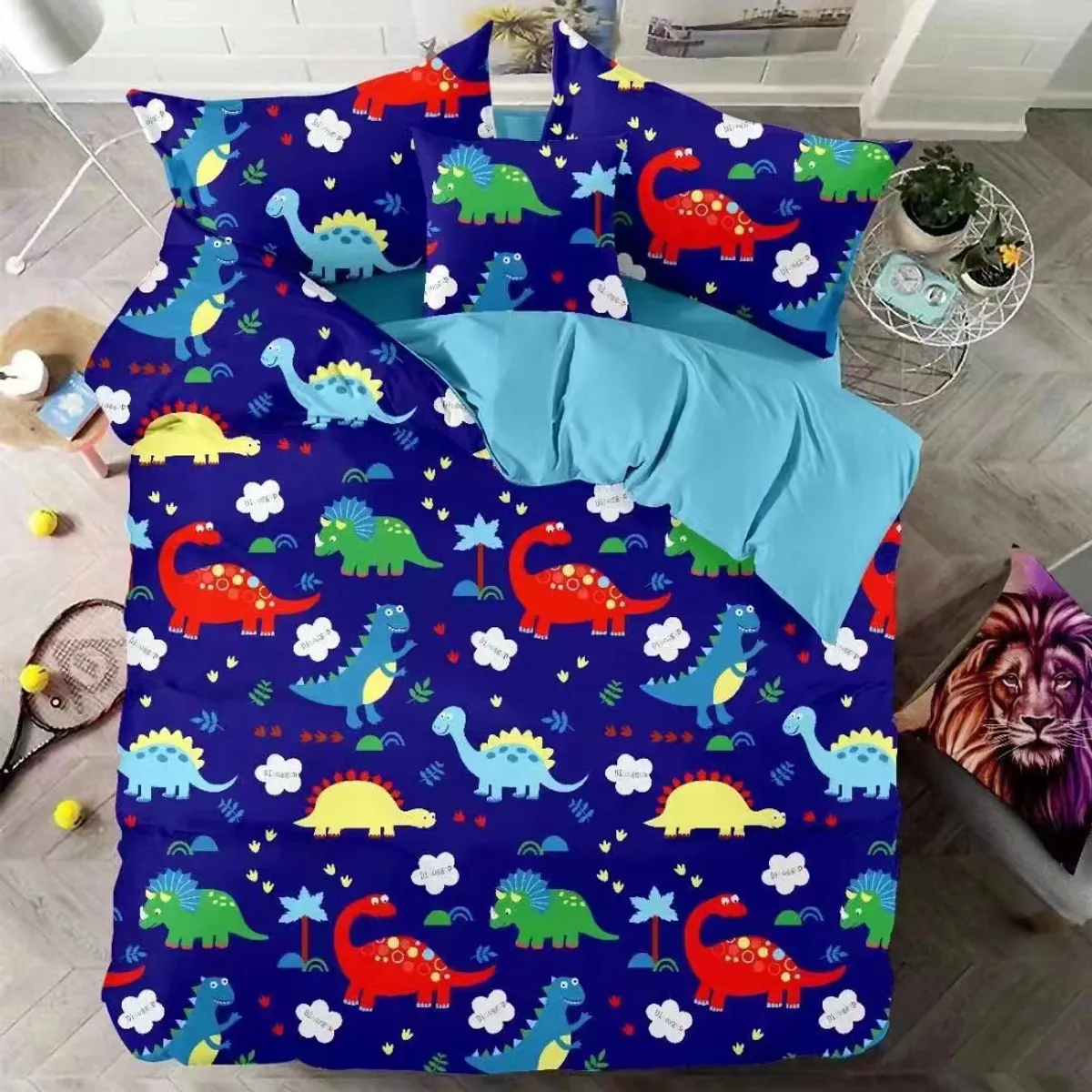 GENERICO - Cobertor Quilts de Verano 1,5 plaza - Azul Dinosaurios