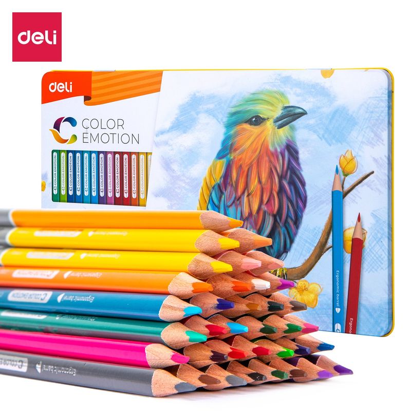 DELI - Lápices de Colores 36 Colores Caja de Metal