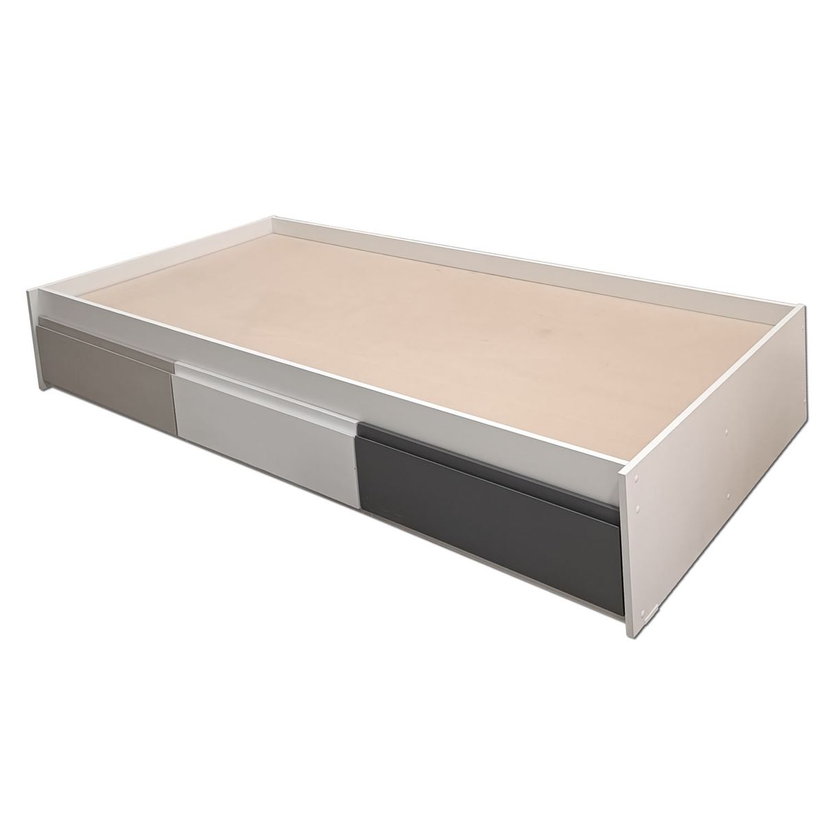 DECORACION CREATIVA - Cama Infantil  1 Plaza 3 Cajones (Gris - Blanco - Grafito)