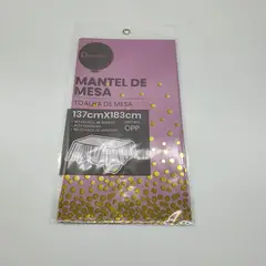 GENERICO - Mantel Plástico Puntos Dorados Decoración Cumpleaños - Purpura