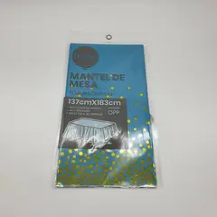 GENERICO - Mantel Plástico Puntos Dorados Decoración Cumpleaños - Celeste