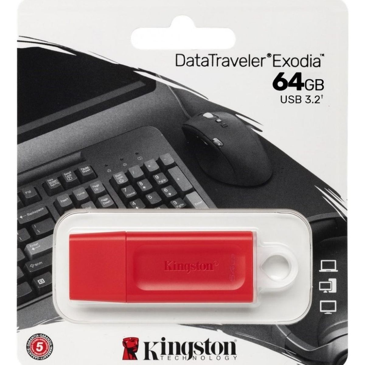 KINGSTON - Pendrive Kingston Usb 64gb Datatraveler Exodia Rojo 3.2