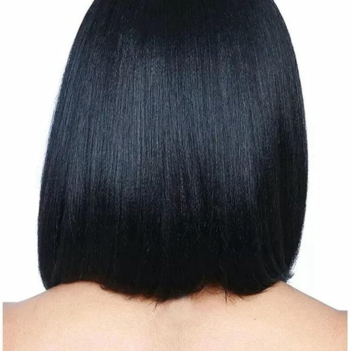 KUANGYE - Peluca Negra Corta Natural Cosplay Para Mujer Dama