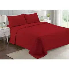 GENERICO - Sabanas De Polar 2.0 Plazas (queen) Rojo Otoño Invierno