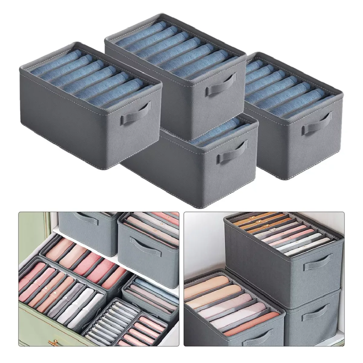 MUNDO MAGIA - 4ud Cajas De Almacenamiento Para Vaqueros Suéter Grueso