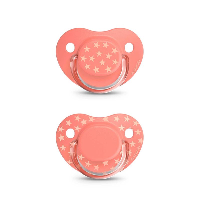 SUAVINEX - CHUPETE ANATÓMICO SILICONA +18M THE BASICS 2UD ROSADO
