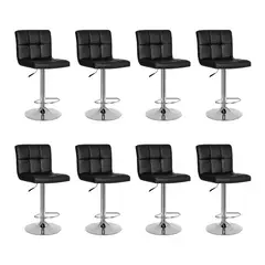 GLOBAL LATIN GROUP - Pack 8 Silla Piso Bar Taburete Con Respaldo - Negro