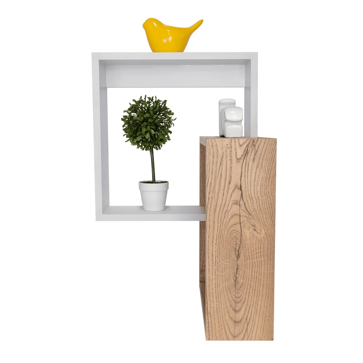 FMFURNITURE - Repisa Esquinera Fm-033C - Café Claro / Blanco