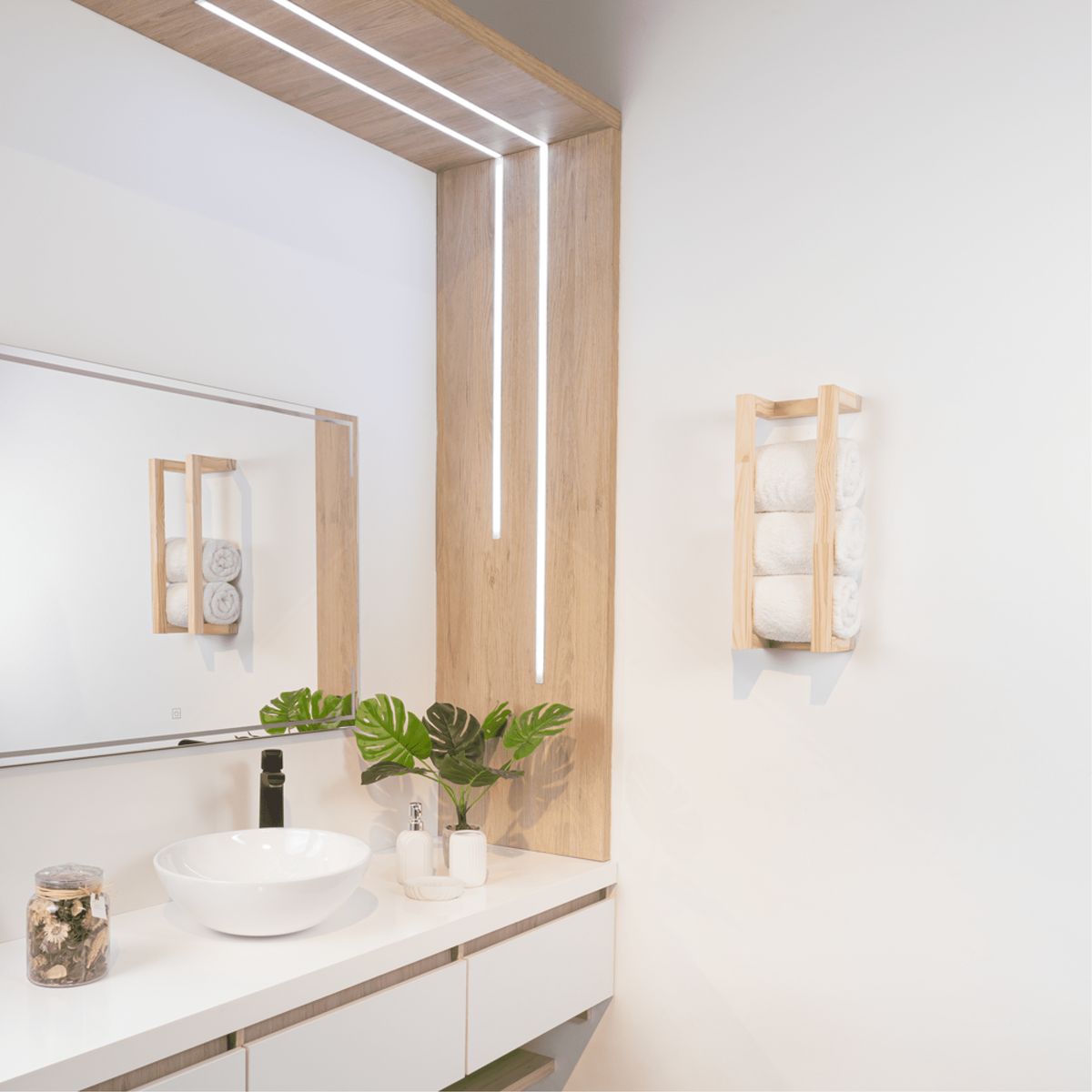 FMFURNITURE - Toallero - Café claro 54x23x17.5 cm