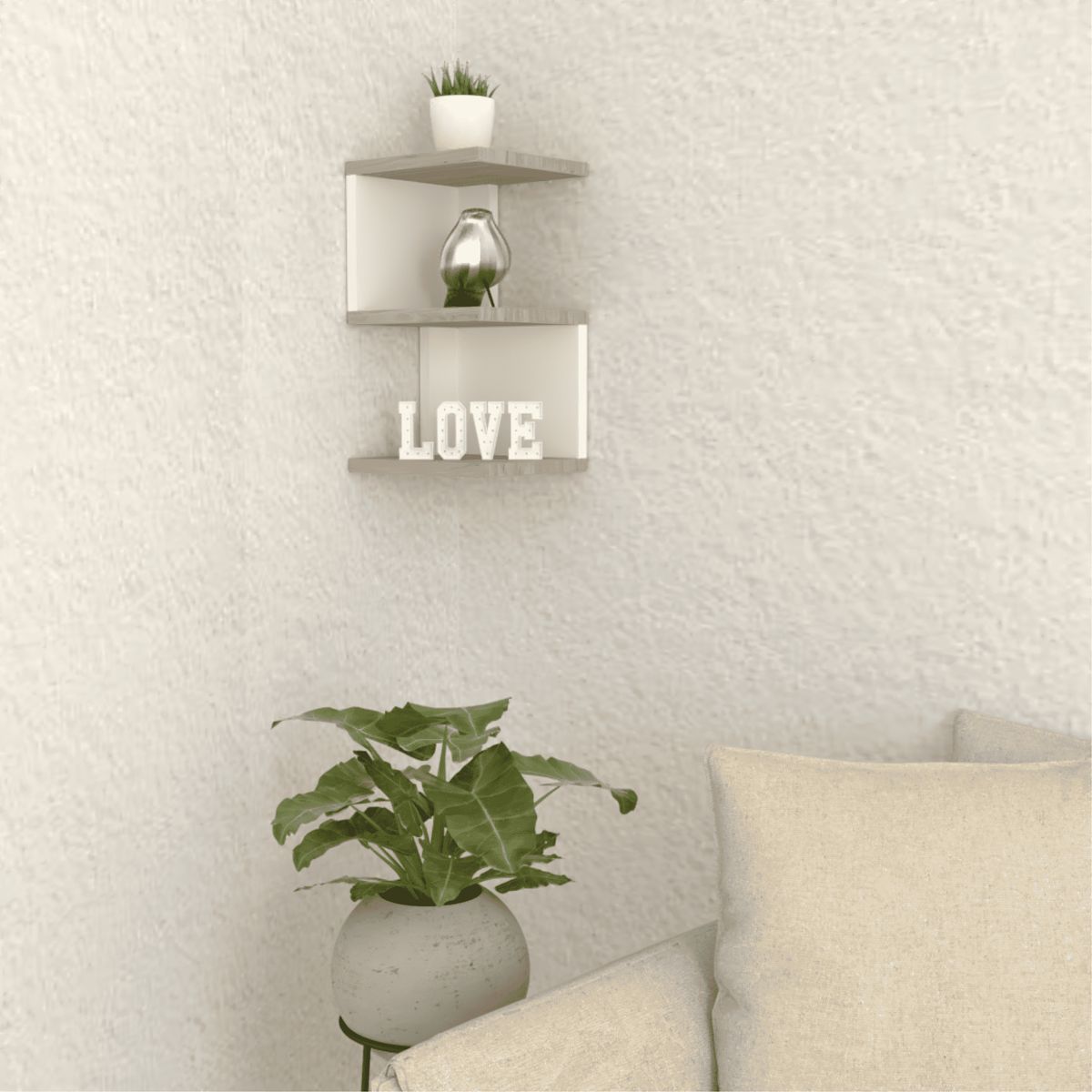 FMFURNITURE - Repisa Escalera Fm-032C - Café Claro / Blanco