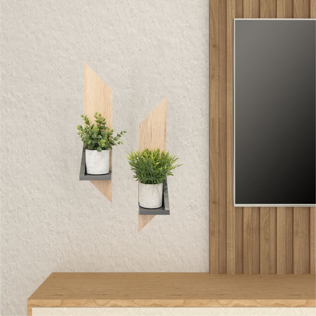 FMFURNITURE - Repisa Con Soporte X2 Fm-036C - Café Claro / Plomo