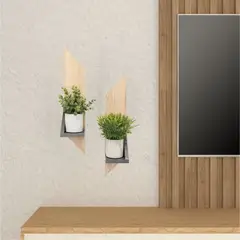 FMFURNITURE - Repisa Con Soporte X2 Fm-036C - Café Claro / Plomo