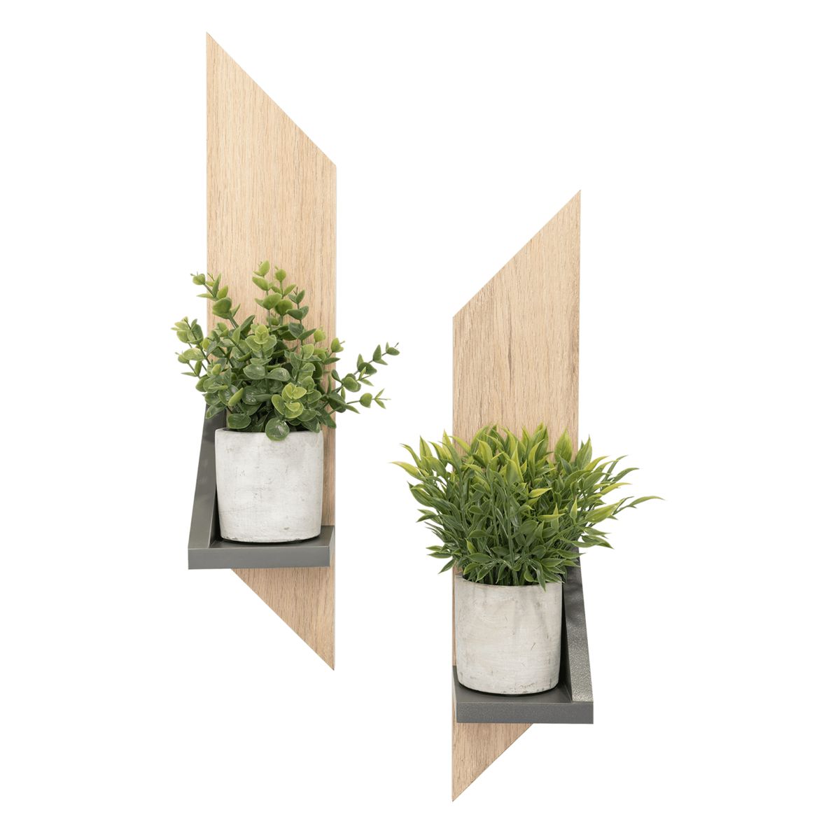 FMFURNITURE - Repisa Con Soporte X2 Fm-036C - Café Claro / Plomo