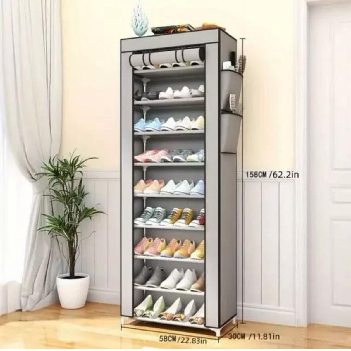 GENERICO - Zapatero Armable De Aluminio 9 Pisos De Tela