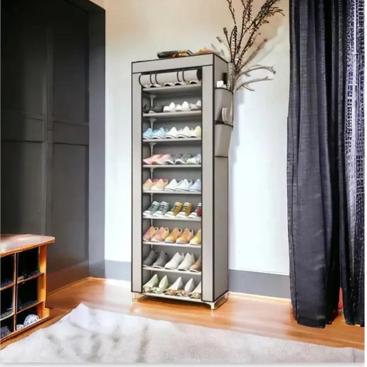 GENERICO - Zapatero Armable De Aluminio 9 Pisos De Tela