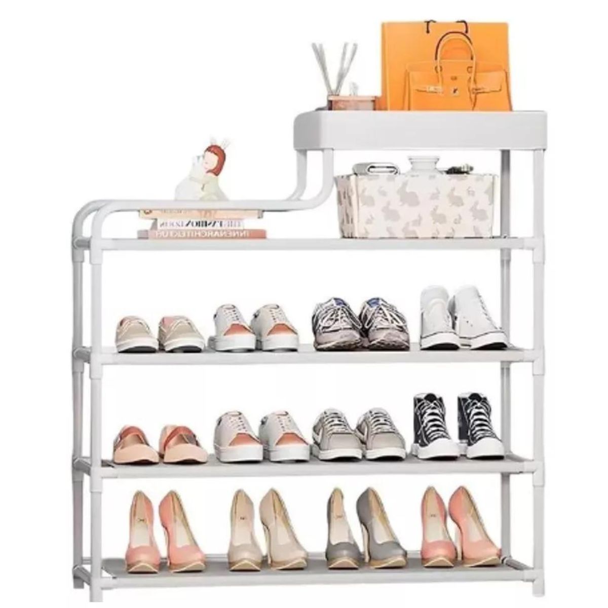 GENERICO - Zapatero Armable De Aluminio 3 Pisos + Rack