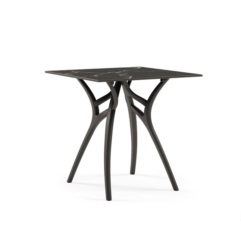 ROCA NEGRA - Mesa IVY 77x77 Marmol Negro pata Negra