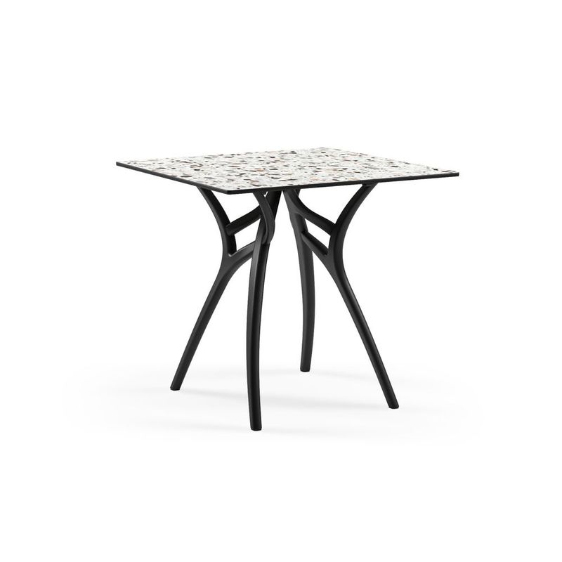 ROCA NEGRA - Mesa IVY 77x77 Terrazo 2 pata Negra