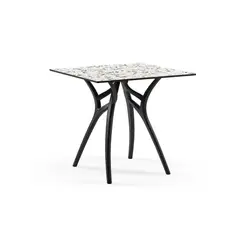 ROCA NEGRA - Mesa IVY 77x77 Terrazo 2 pata Negra