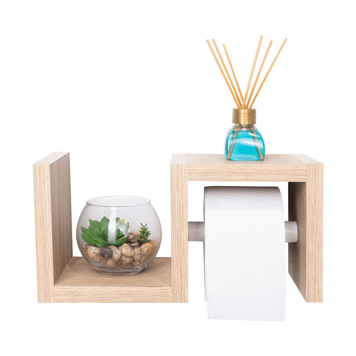 FMFURNITURE - Repisa Para Baño - Cafe Claro 15x30x13 cm