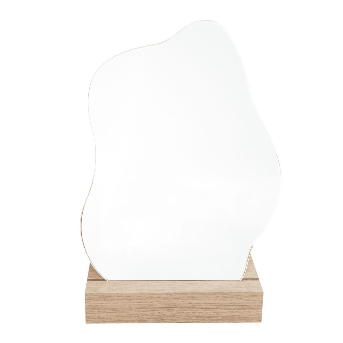 FMFURNITURE - Espejo Irregular con Base Madera 25x18x7 cm…