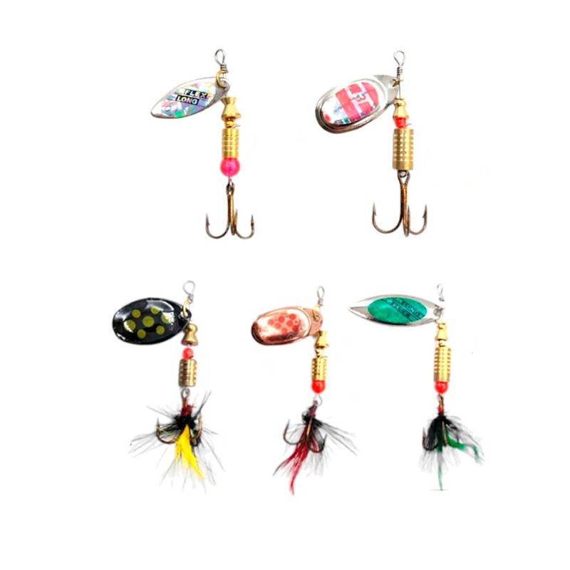 GENERICO - Pack Cucharillas Pesca Deportiva Salmón Truchas 5pcs